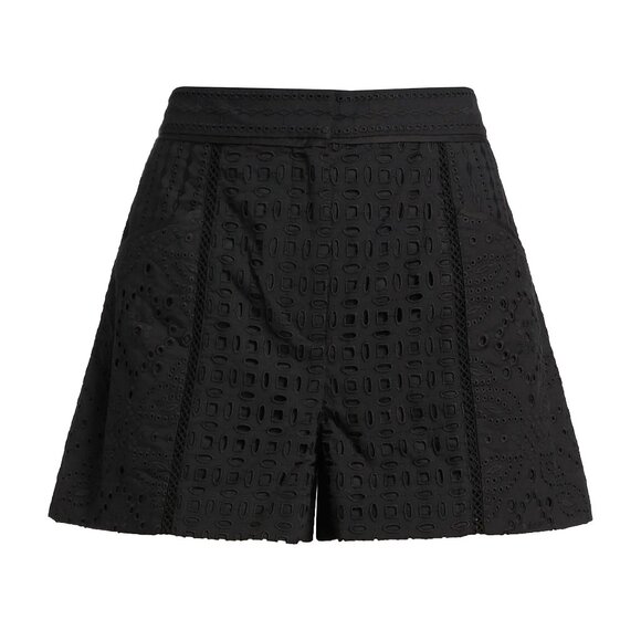 Veronica Beard Fabian Cotton Eyelet Shorts 100% Cotton Black Size 16 - Picture 2 of 6